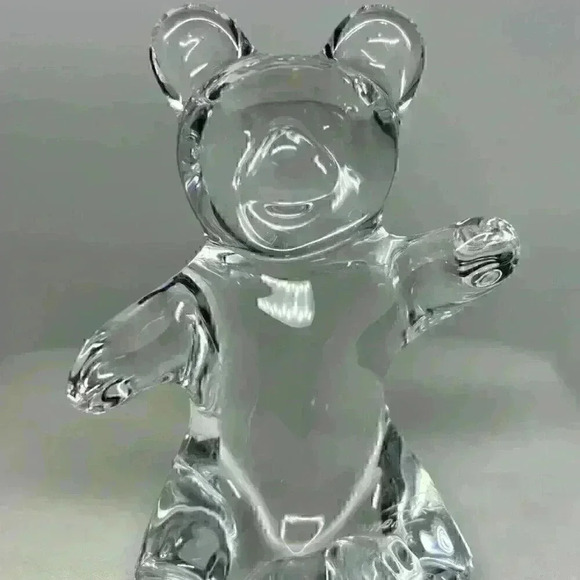 Daum Other - DAUM FRANCE Teddy Bear Figurine Art Glass Clear Crystal 4" Signed
